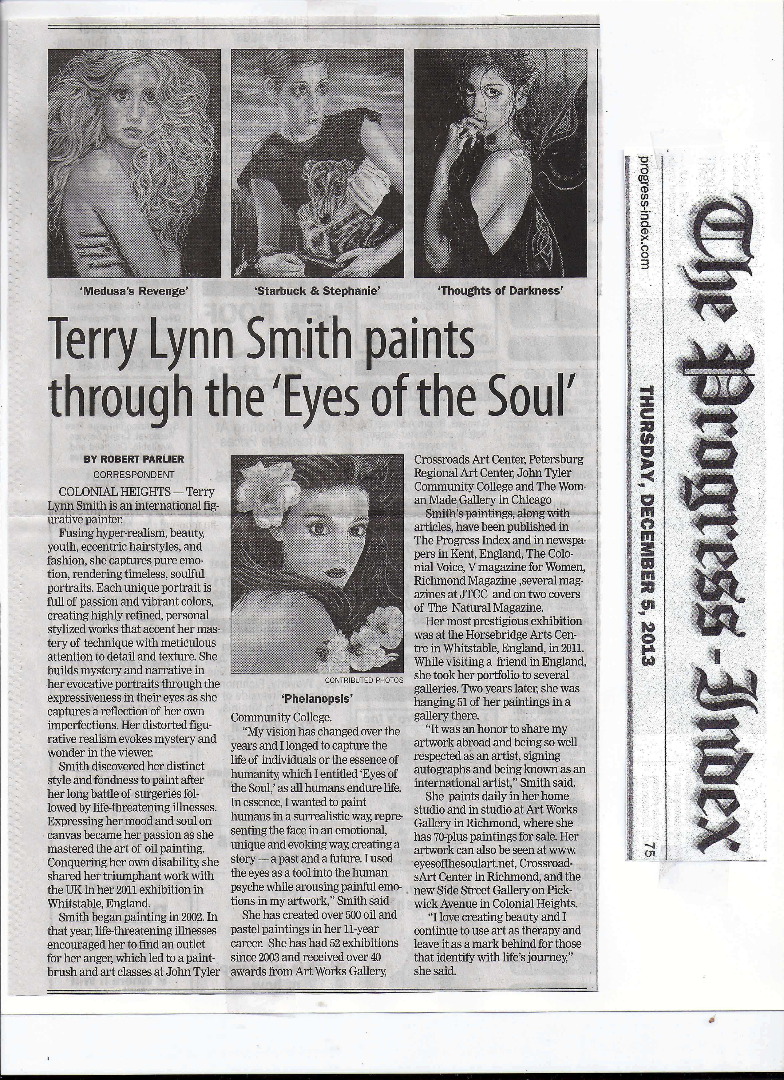 2013 The Progress-Index Newspaper Article About Terry Lynn Smith