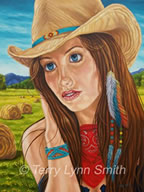 Sassy Cowgirls Big Eyes Oil Painting by Terry Lynn Smith, Artist Richmond, VA