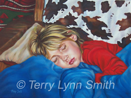 Allie Sleeping Oil Painting by Terry Lynn Smith, Artist Richmond, VA