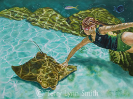 Allie's Manta Ray Oil Painting by Terry Lynn Smith, Artist Richmond, VA