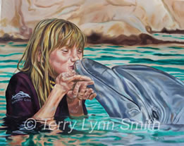 Allie's New Friend Oil Painting by Terry Lynn Smith, Artist Richmond, VA